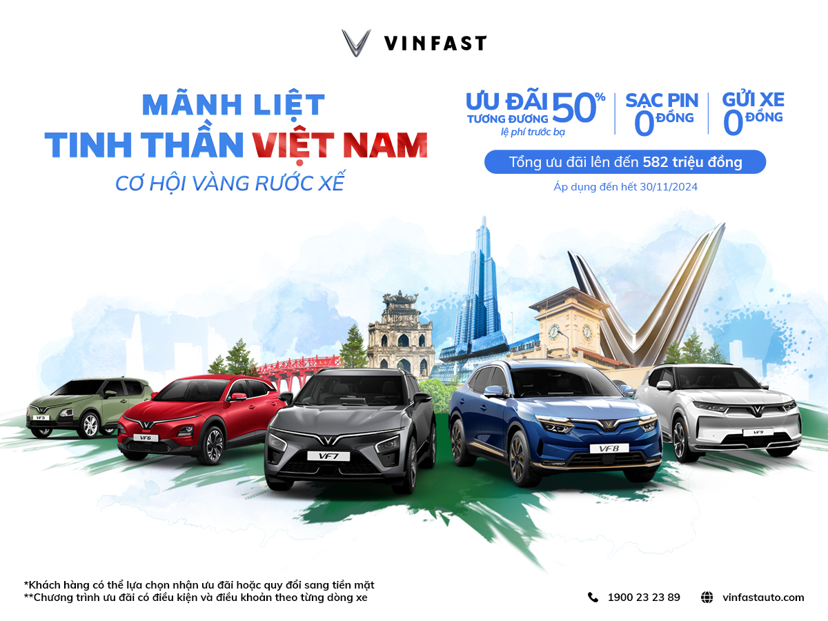 VINFAST ƯU ĐÃI CHUYỂN ĐỔI TIỀN MẶT LÊN ĐẾN 582 TRIỆU - CƠ HỘI RƯỚC XẾ YÊU